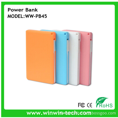 Credit Card Mobile Power Bank with Built-in Cable